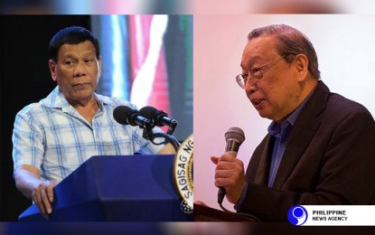 <p>President Rodrigo Duterte (left) and Communist Party of the Philippines founding chair Jose Maria Sison. <em>(File photo)</em></p>